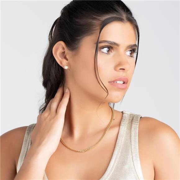 2 Pairs of 18K Gold Plated Caged Pearl Stud Earrings, 4MM - Made In Brazil - Picture 4 of 7